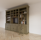 TV Bücherregal Die Kronenbibliothek - 290x46/55x240H cm - TV-Fach - Landhausstil
