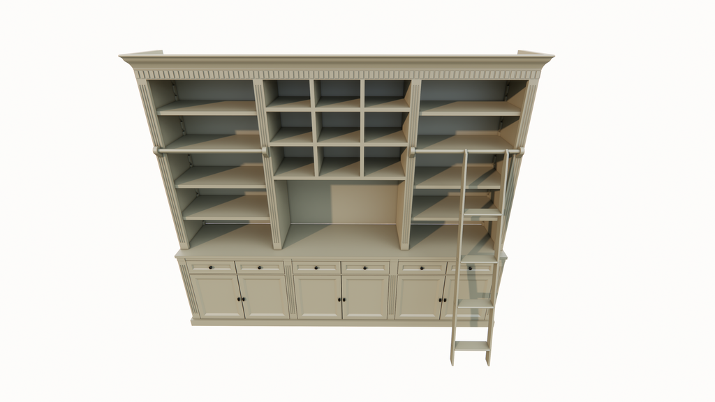 TV Bücherregal Die Kronenbibliothek - 290x46/55x240H cm - TV-Fach - Landhausstil