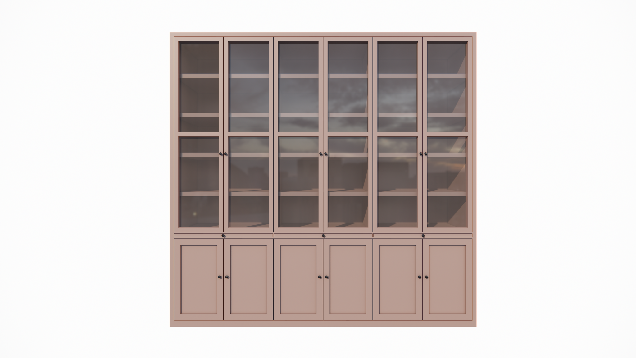 Vitrine Theo-Bert - 292x58x280H cm - Flügeltüren - ausziehbare Fachböden