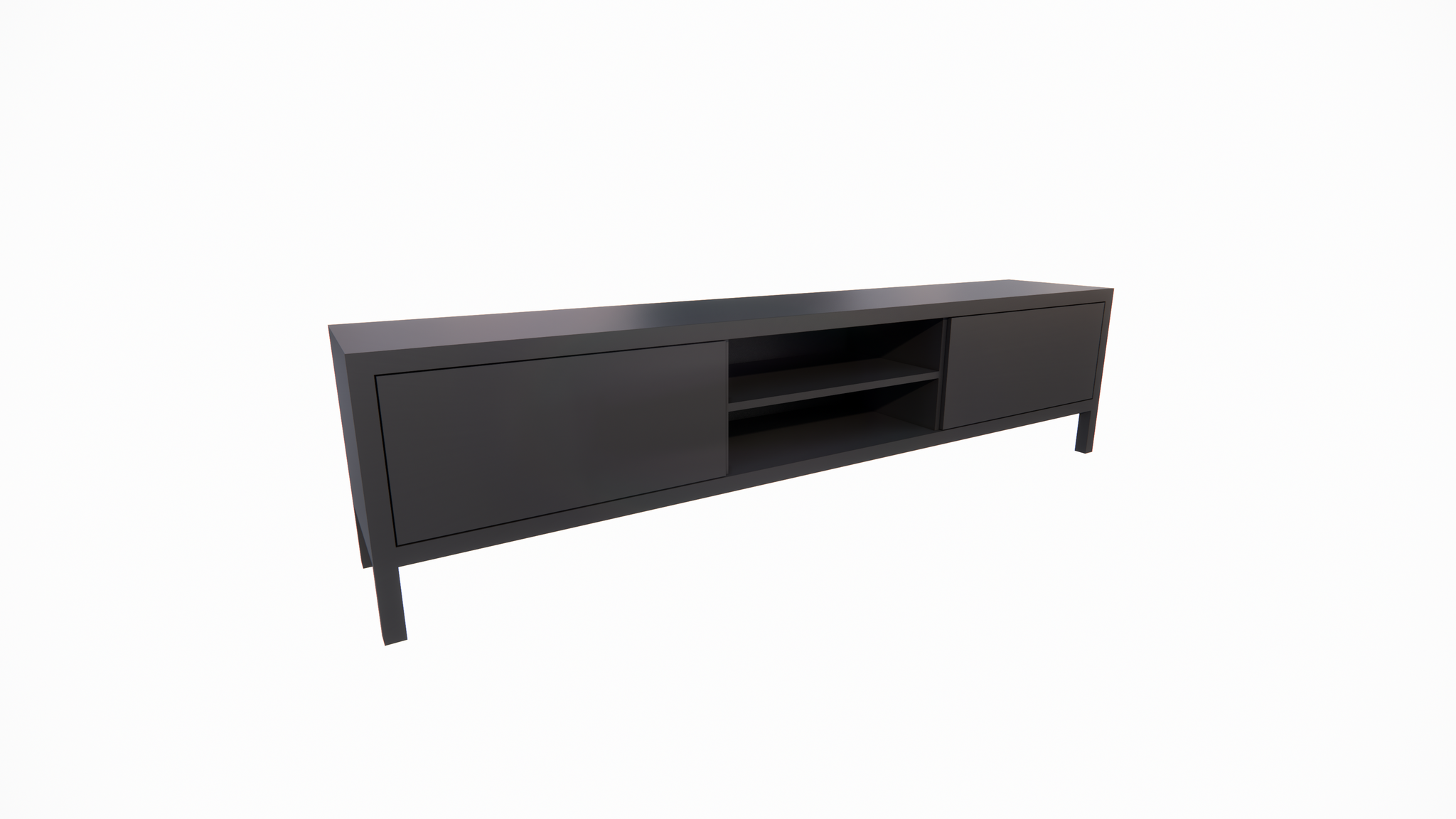 TV-Sideboard Tomar - 220x40x40H cm - auf Füßen - 2 push-to-open Türen - 2 offene Fächer - schlichtes Design