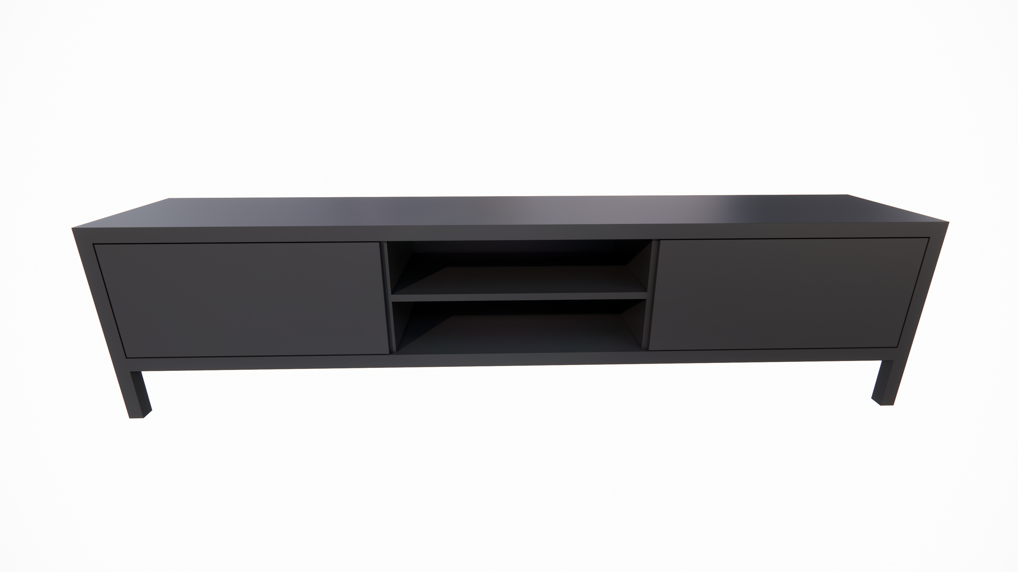 TV-Sideboard Tomar - 220x40x40H cm - auf Füßen - 2 push-to-open Türen - 2 offene Fächer - schlichtes Design