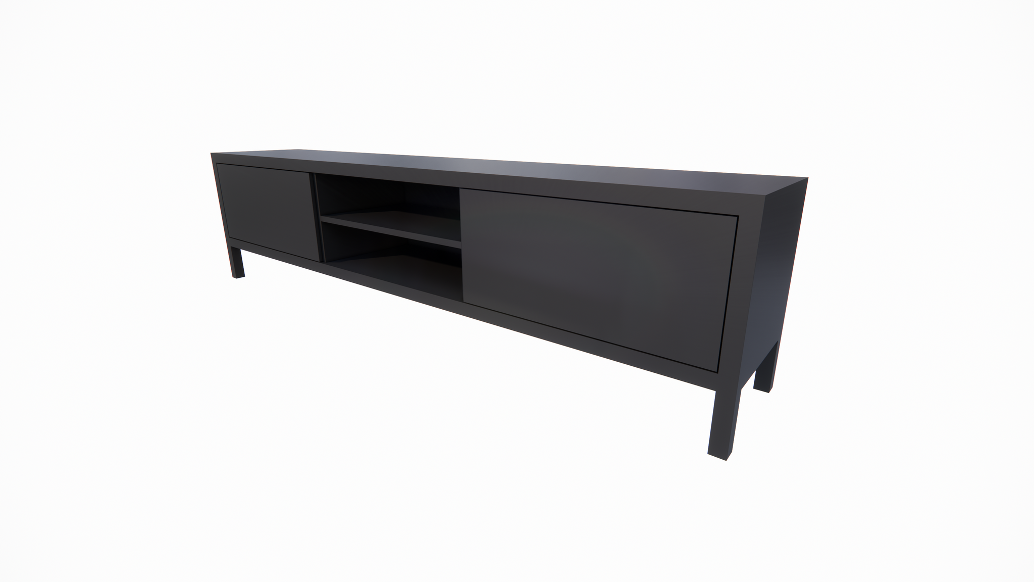 TV-Sideboard Tomar - 220x40x40H cm - auf Füßen - 2 push-to-open Türen - 2 offene Fächer - schlichtes Design