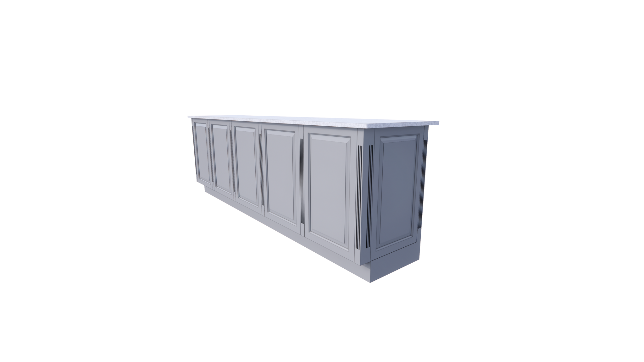 Bank Lamu - 300x60x100H cm - offene Fächer - schlichte Landhausoptik