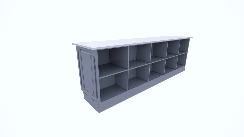 Bank Lamu - 300x60x100H cm - offene Fächer - schlichte Landhausoptik