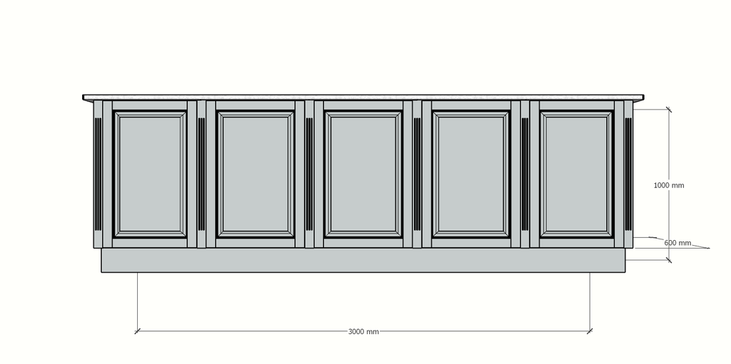 Bank Lamu - 300x60x100H cm - offene Fächer - schlichte Landhausoptik