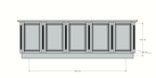Bank Lamu - 300x60x100H cm - offene Fächer - schlichte Landhausoptik