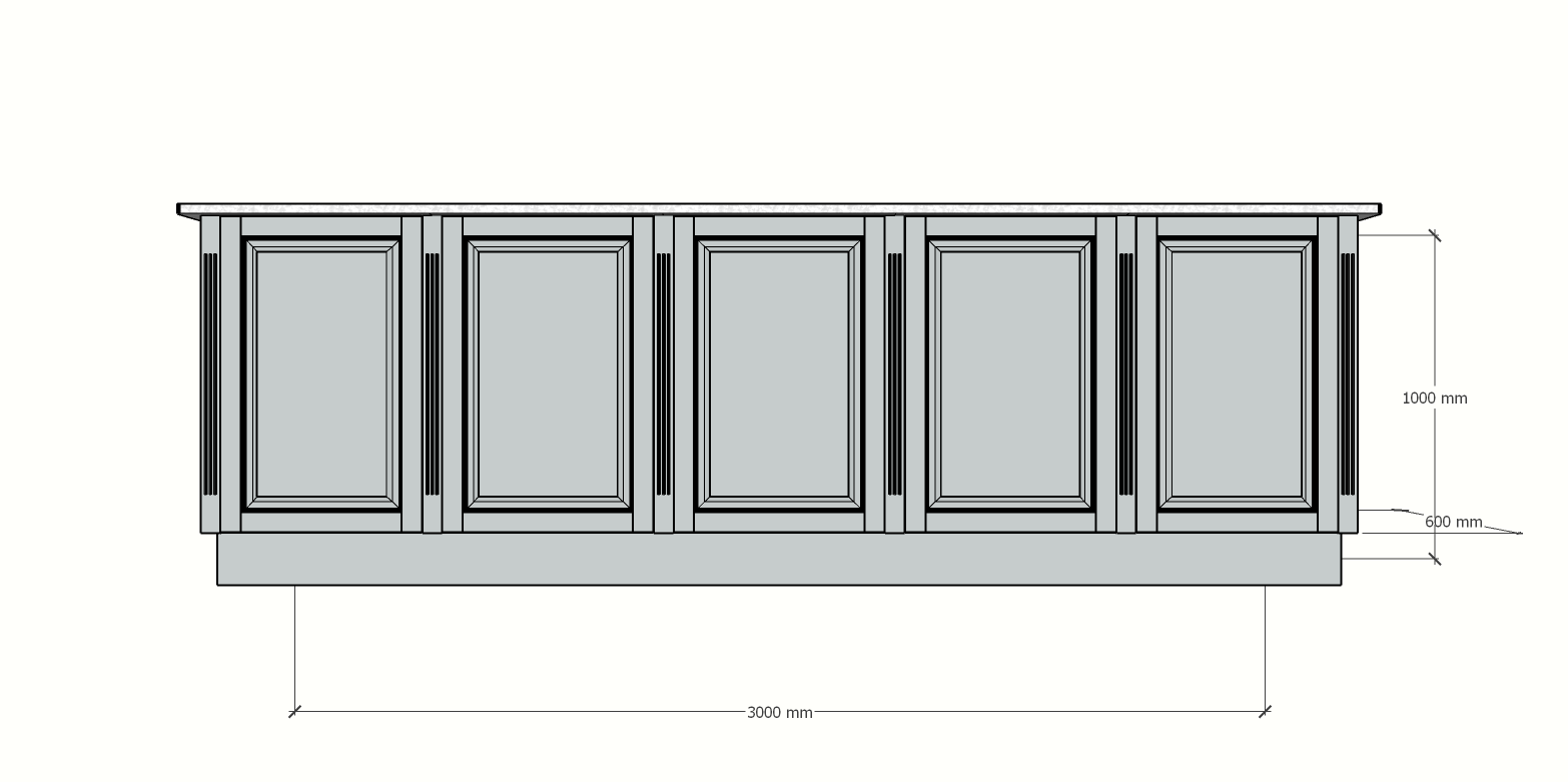 Bank Lamu - 300x60x100H cm - offene Fächer - schlichte Landhausoptik