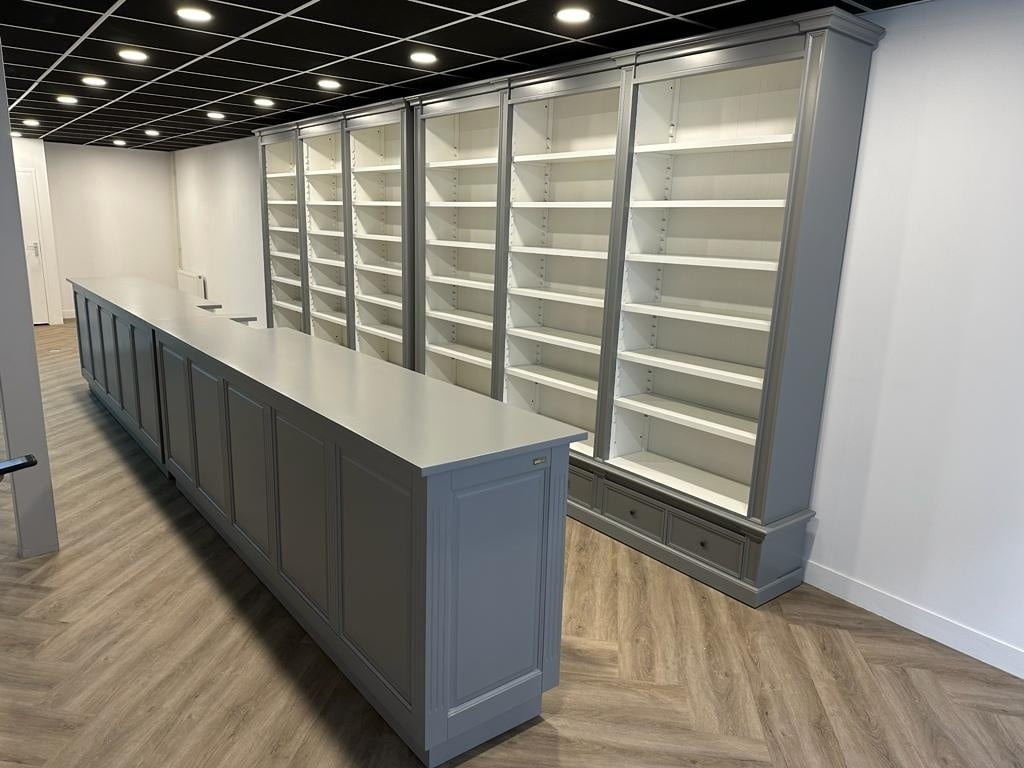 Bank Lamu - 300x60x100H cm - offene Fächer - schlichte Landhausoptik