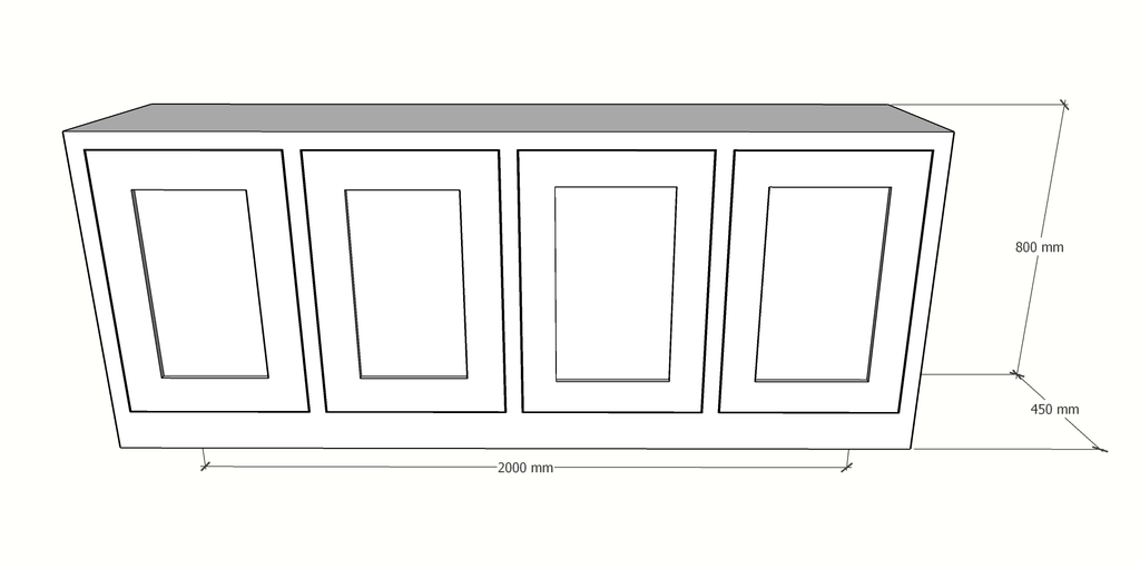 Sideboard Tunja - 200x45x80H cm - 4 grifflose Türen - schlankes Design - push to open Türen