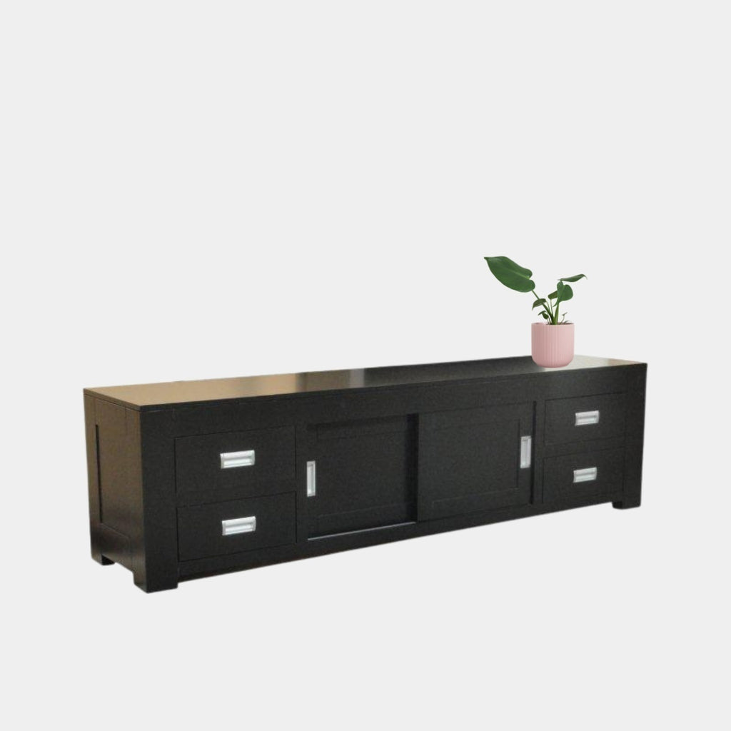 TV-Sideboard Hawai 04 - 200x45x55H cm - schlankes Design - 4 Soft-Close-Schubladen - 2 Schiebetüren - mit Kabeldurchlass