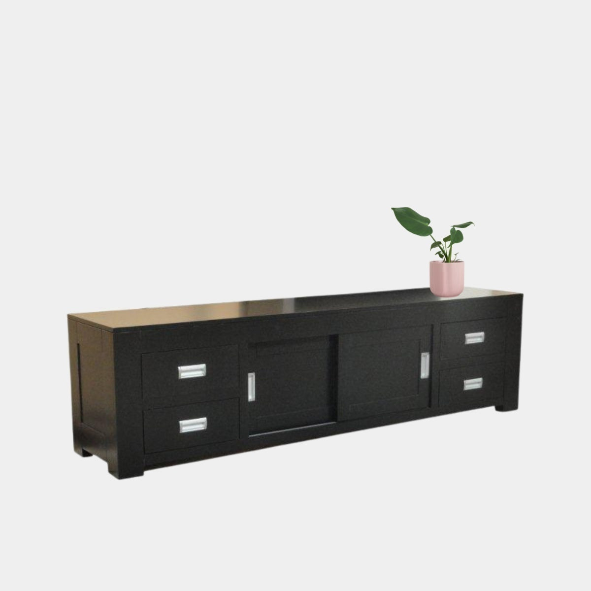 TV-Sideboard Hawai 04 - 200x45x55H cm - schlankes Design - 4 Soft-Close-Schubladen - 2 Schiebetüren - mit Kabeldurchlass