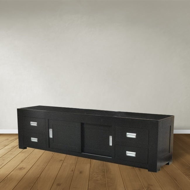 TV-Sideboard Hawai 04 - 200x45x55H cm - schlankes Design - 4 Soft-Close-Schubladen - 2 Schiebetüren - mit Kabeldurchlass