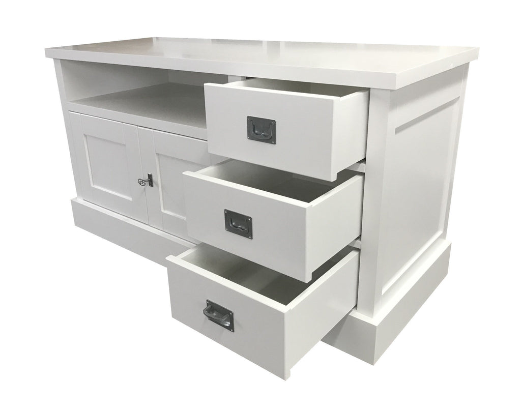 TV-Sideboard Island 06 - 125x50x65H cm - 3 Schubladen - 2 Flügeltüren - mit TV-Kabelloch
