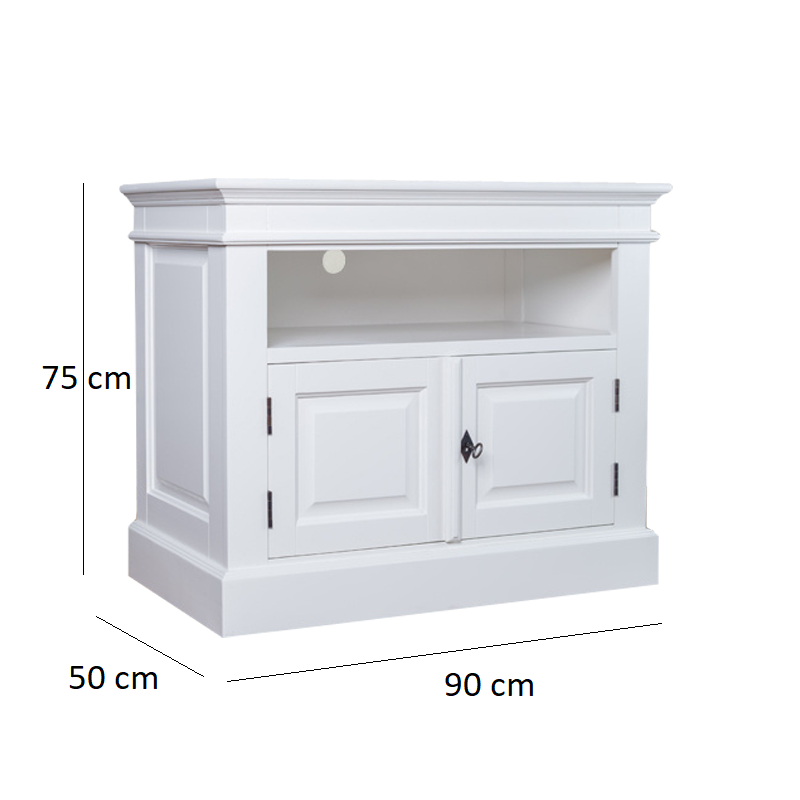 Rimini TV Sideboard - 90x50x75H cm - offenes Fach - 2 geschlossene Flügeltüren - mit Kabeldurchlass