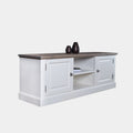 TV-Sideboard Sara 08 - 170x46x60H cm - Eichenplatte - 2 geschlossene Flügeltüren - offenes Mittelfach - mit Kabeldurchlass