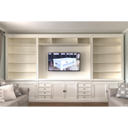 TV Bücherregal Malta - 400x43x240H cm - 6 Flügeltüren - 8 Schubladen - Kino-Wand