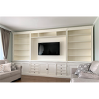 TV Bücherregal Malta - 400x43x240H cm - 6 Flügeltüren - 8 Schubladen - Kino-Wand