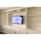 TV Bücherregal Malta - 400x43x240H cm - 6 Flügeltüren - 8 Schubladen - Kino-Wand