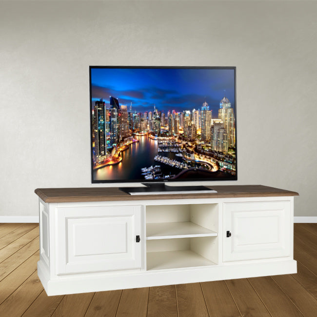 Vienna TV Sideboard - 180x50x60H cm - mit Eiche - 2 Flügeltüren - offenes Mittelfach