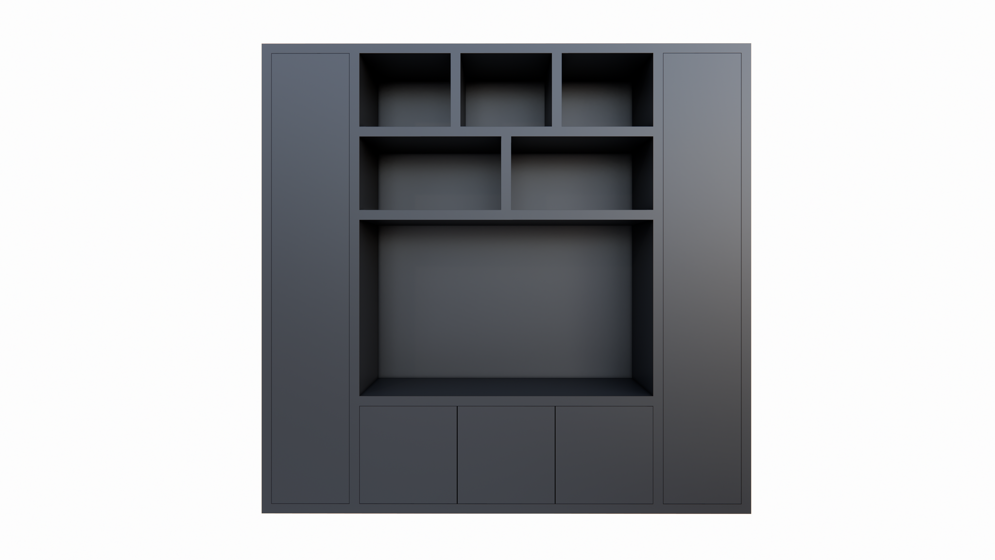 Eckschrank Austin - 250x40x240H cm - offene Einlegeböden - Push-to-open-Türen - schlankes Design