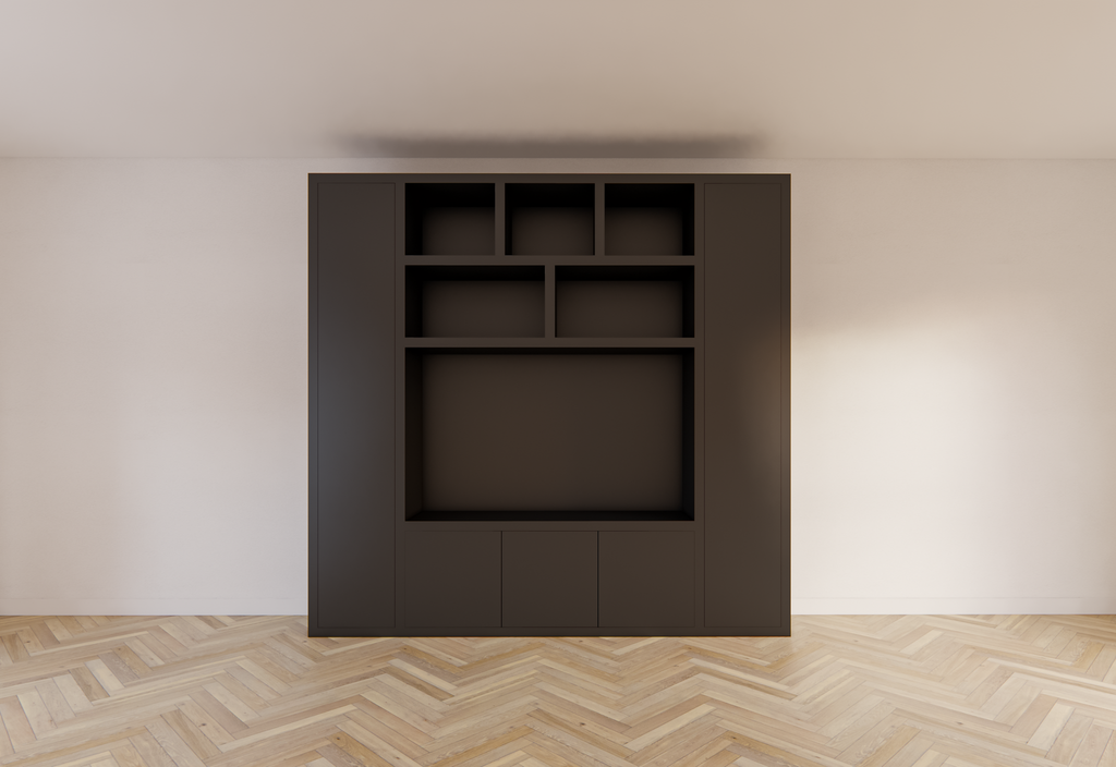 Eckschrank Austin - 250x40x240H cm - offene Einlegeböden - Push-to-open-Türen - schlankes Design