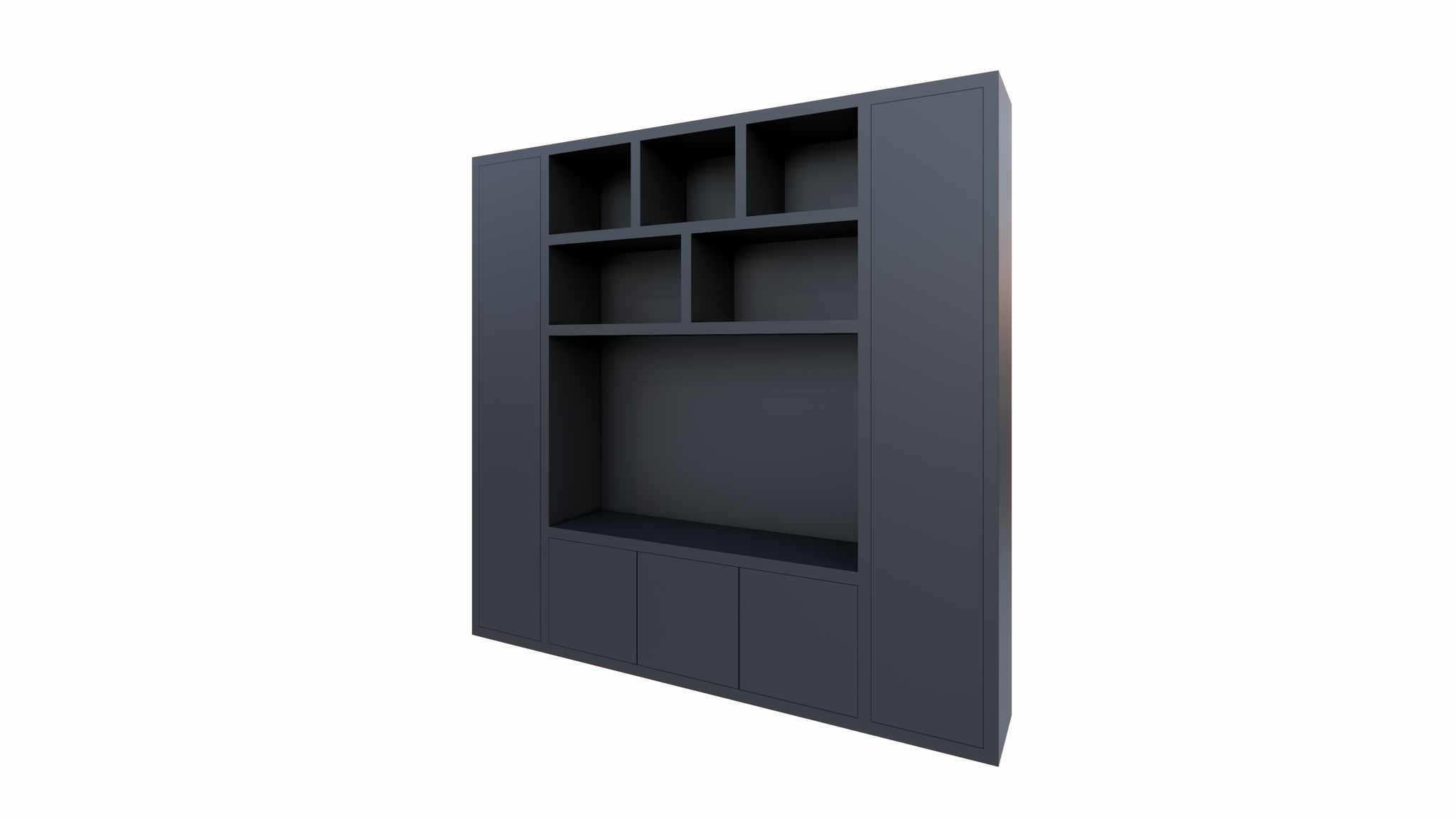 Eckschrank Austin - 250x40x240H cm - offene Einlegeböden - Push-to-open-Türen - schlankes Design