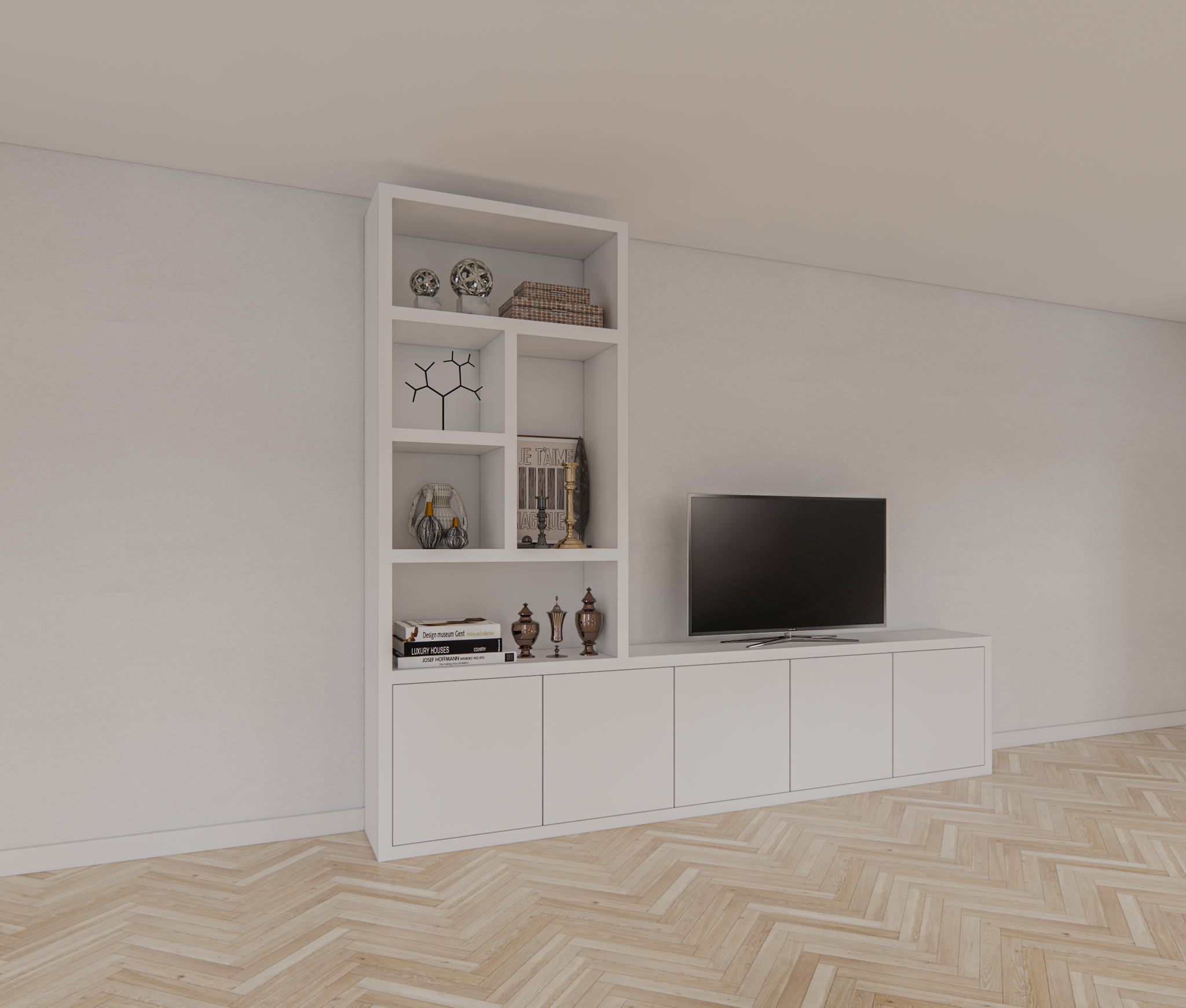 Utrah Fächerschrank - 300x40x250H cm - 5 push-to-open Türen