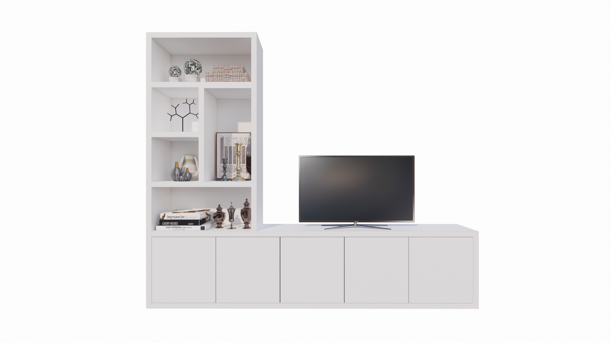 Utrah Fächerschrank - 300x40x250H cm - 5 push-to-open Türen