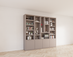Mülltonnenschrank Bellac 02 - 280x40x250H cm - push-to-open Türen - offene Fächer - glatte Oberfläche