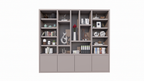Mülltonnenschrank Bellac 02 - 280x40x250H cm - push-to-open Türen - offene Fächer - glatte Oberfläche