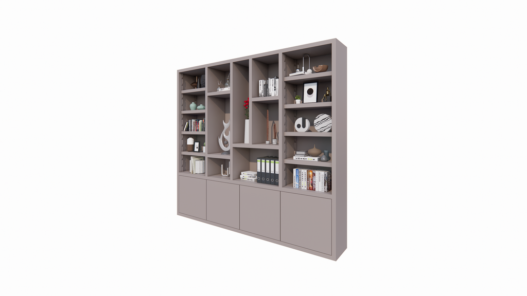 Mülltonnenschrank Bellac 02 - 280x40x250H cm - push-to-open Türen - offene Fächer - glatte Oberfläche