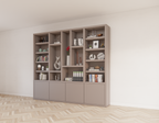 Mülltonnenschrank Bellac 02 - 280x40x250H cm - push-to-open Türen - offene Fächer - glatte Oberfläche