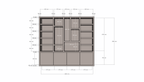 Mülltonnenschrank Bellac 02 - 280x40x250H cm - push-to-open Türen - offene Fächer - glatte Oberfläche
