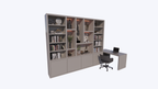 Bücherregal Bellac - 365x40x250H cm - Bücherregal/Schreibtisch - 5 cm Fachbodenstärke - verstellbare Fachböden im Regalteil