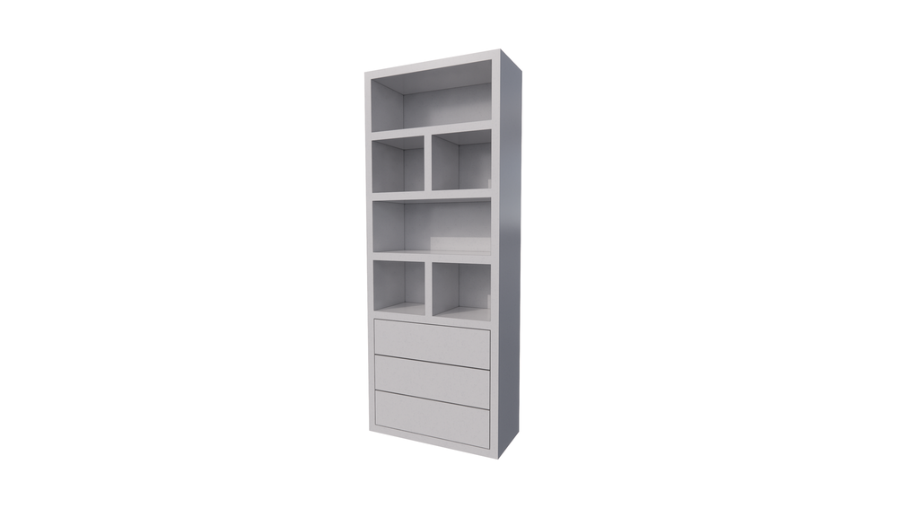 Sideboard Dallas - 90x40x230H cm - schlankes Design - offene Fächer - 3 grifflose Soft-Close-Schubladen - 5cm Fachbodenstärke