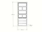 Sideboard Dallas - 90x40x230H cm - schlankes Design - offene Fächer - 3 grifflose Soft-Close-Schubladen - 5cm Fachbodenstärke