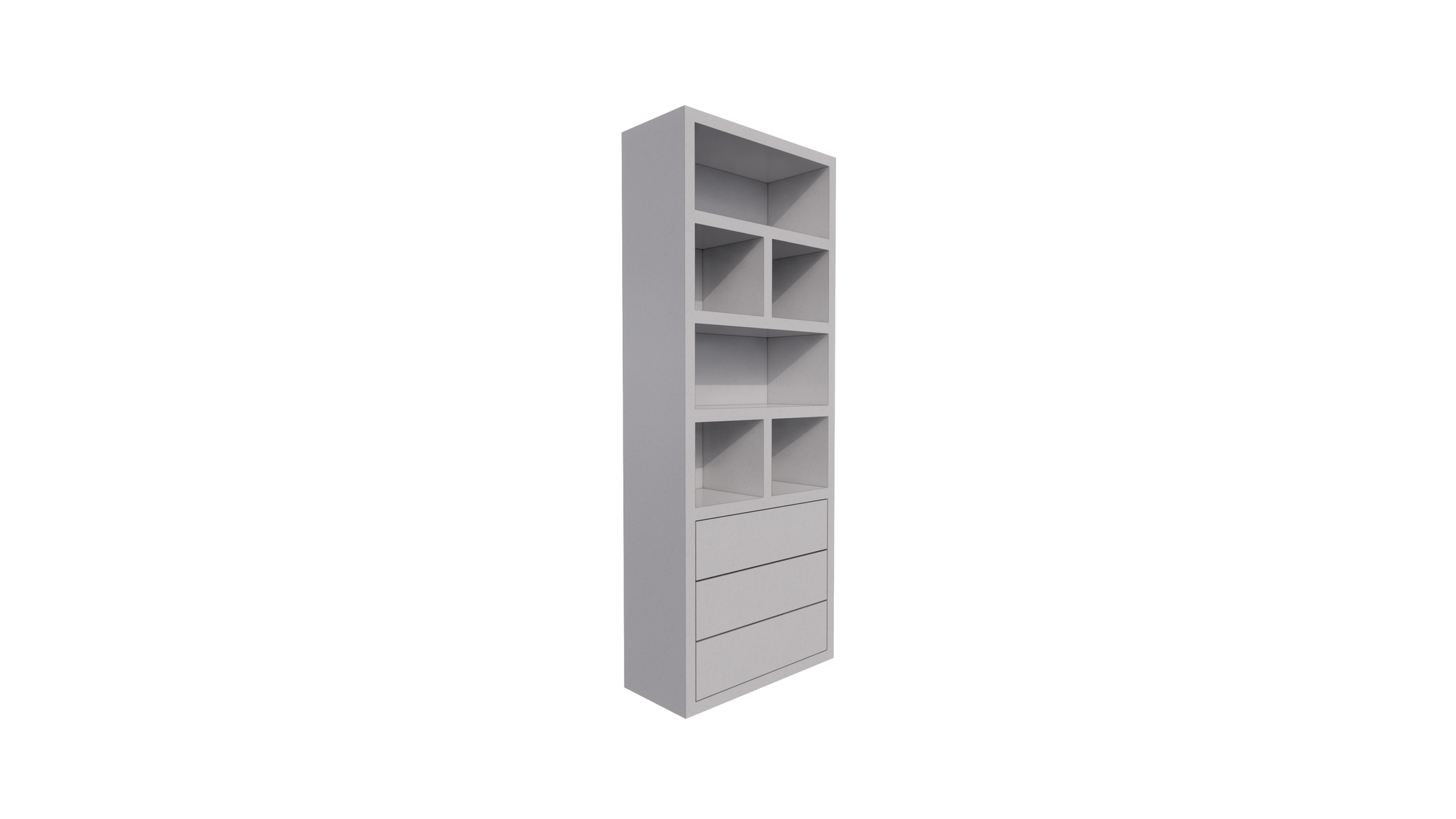 Sideboard Dallas - 90x40x230H cm - schlankes Design - offene Fächer - 3 grifflose Soft-Close-Schubladen - 5cm Fachbodenstärke