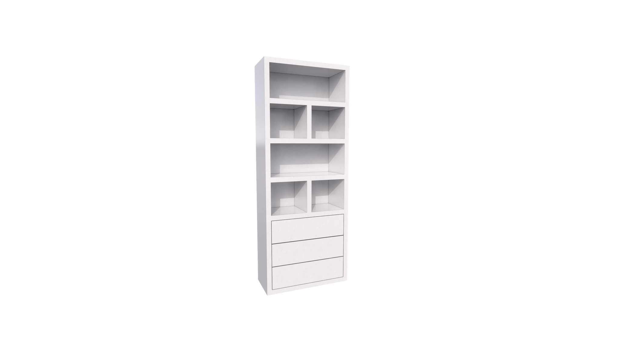 Sideboard Dallas - 90x40x230H cm - schlankes Design - offene Fächer - 3 grifflose Soft-Close-Schubladen - 5cm Fachbodenstärke