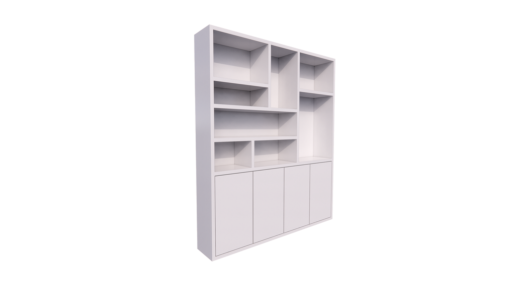 Kleiderschrank Formentera - 200x35x235H cm - Fachbodenstärke 4cm - 4 grifflose Push-to-open-Türen - schlichtes Design