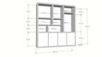 Terni Fächerschrank - 220x40x230H cm - 4 cm Fachbodenstärke - 4 push-to-open Türen - schlankes Design
