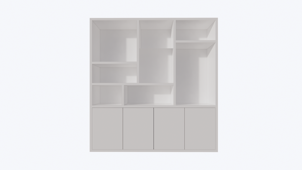 Terni Fächerschrank - 220x40x230H cm - 4 cm Fachbodenstärke - 4 push-to-open Türen - schlankes Design