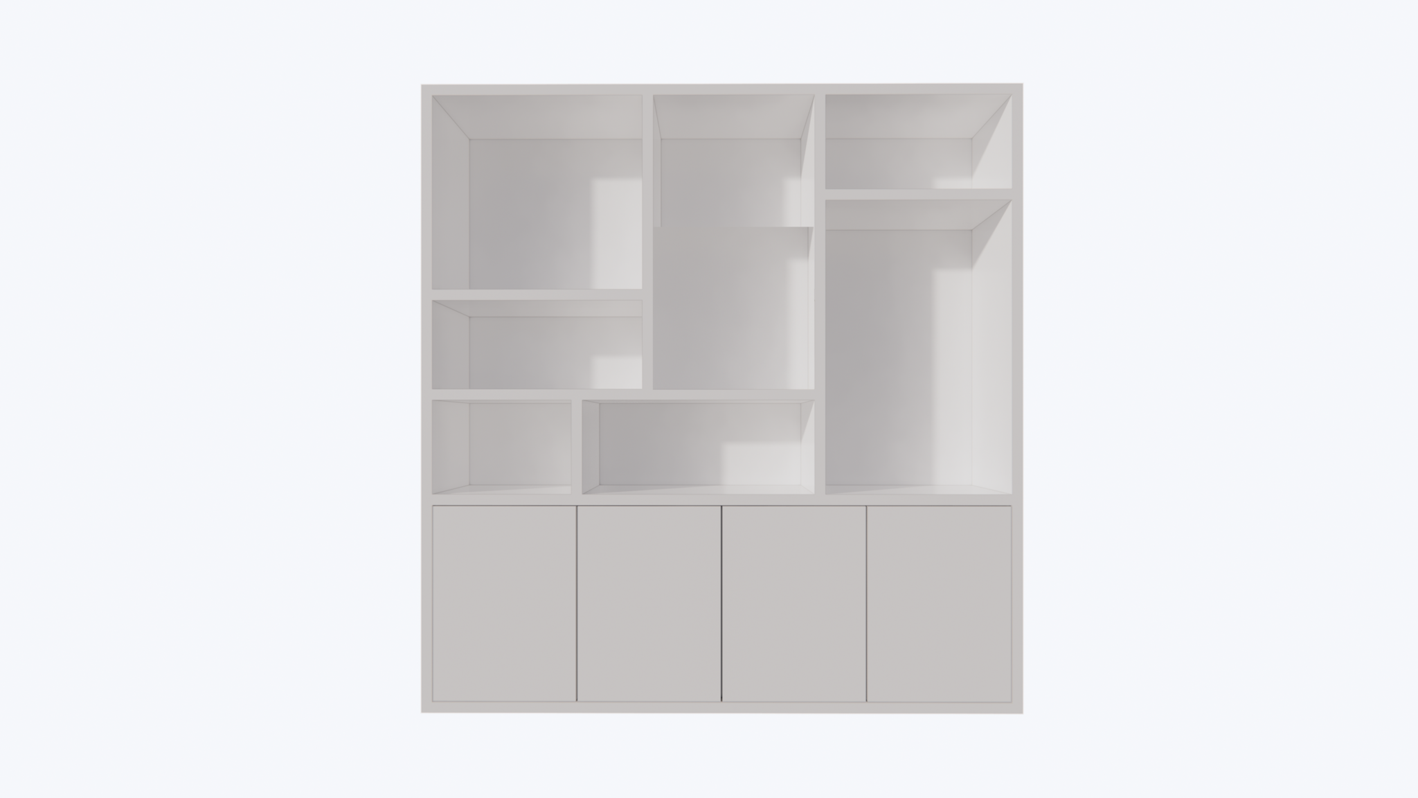Terni Fächerschrank - 220x40x230H cm - 4 cm Fachbodenstärke - 4 push-to-open Türen - schlankes Design