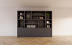 Tolosa Fächerschrank - 290x46x240H cm - offene Fächer - schlankes Design - push-to-open Schubladen und Türen