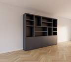 Tolosa Fächerschrank - 290x46x240H cm - offene Fächer - schlankes Design - push-to-open Schubladen und Türen