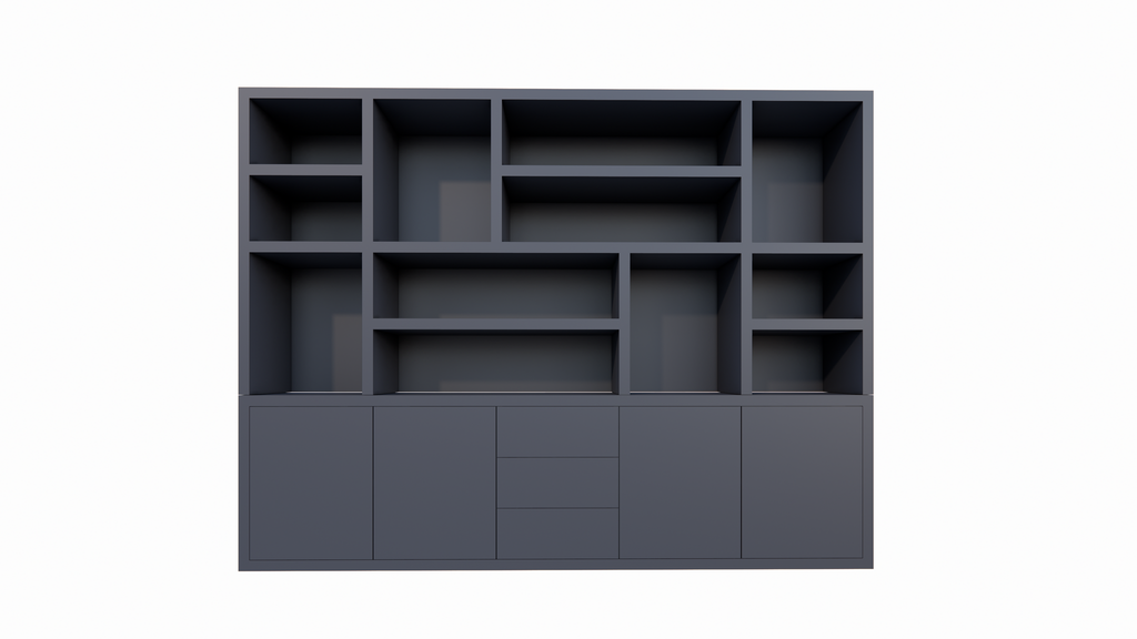Tolosa Fächerschrank - 290x46x240H cm - offene Fächer - schlankes Design - push-to-open Schubladen und Türen