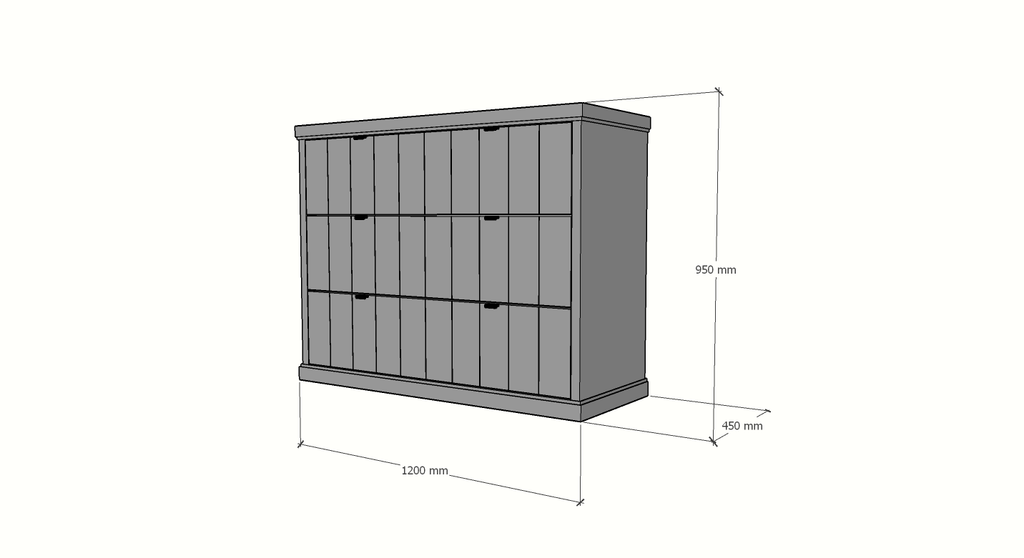 Kommode Vannes - 120x45x95H cm- 3 Soft-Close-Schubladen - modernes Design