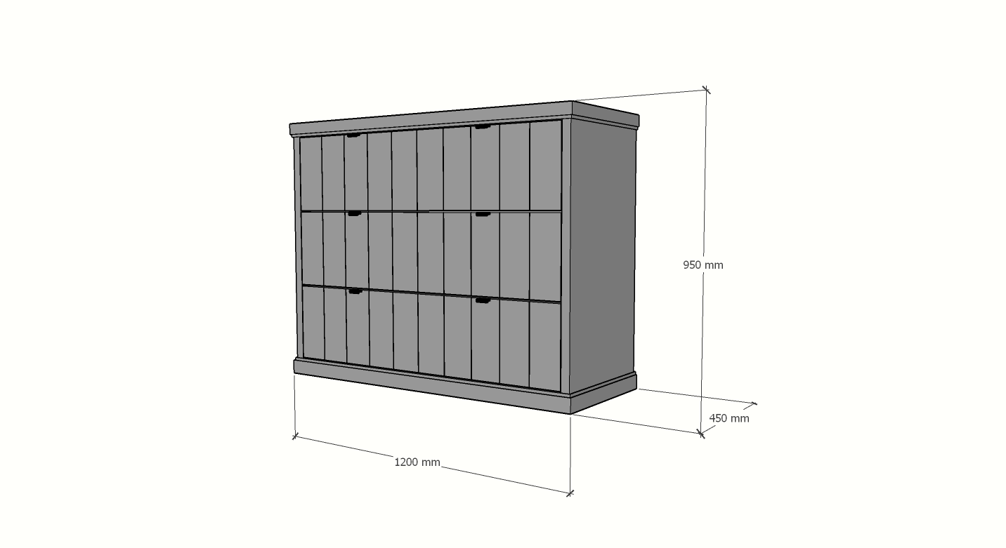 Kommode Vannes - 120x45x95H cm- 3 Soft-Close-Schubladen - modernes Design
