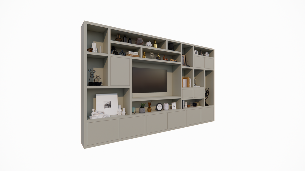 Regal Vasto - 400x40x240H cm - Cinewall- push to open Türen 5cm Bodenstärke