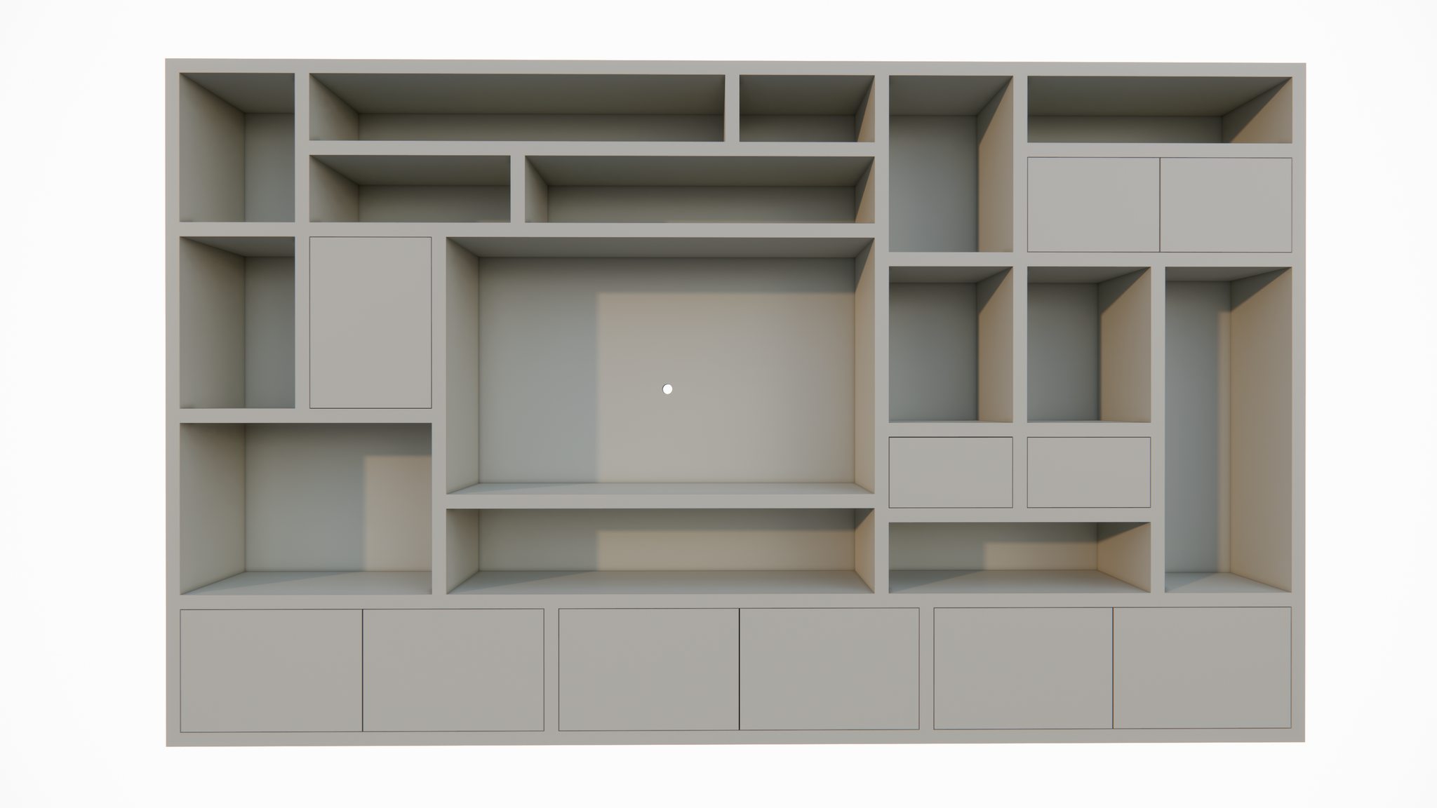 Regal Vasto - 400x40x240H cm - Cinewall- push to open Türen 5cm Bodenstärke