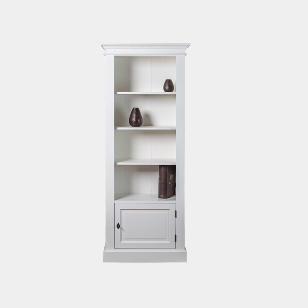 Venetia Bücherregal - 75x35x190H cm - kleines Bücherregal - 3 Fachböden - 1 Flügeltür